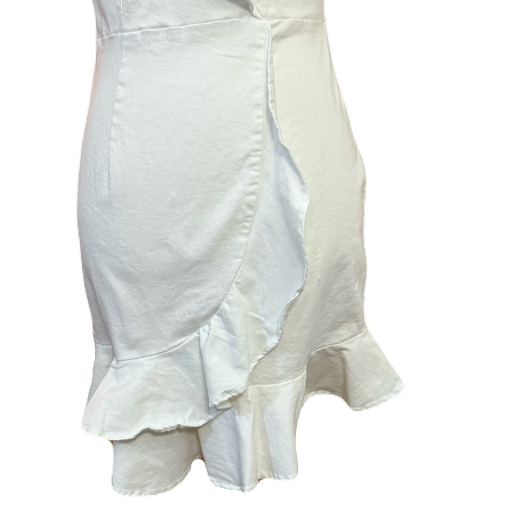 Selfie Leslie White Ruffle Mini Dress - Size L - Picture 6 of 9